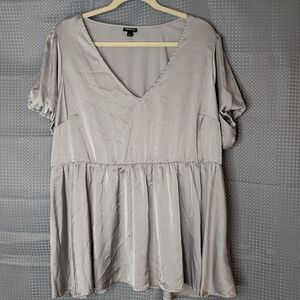 Gray Torrid Satin V-Neck Top